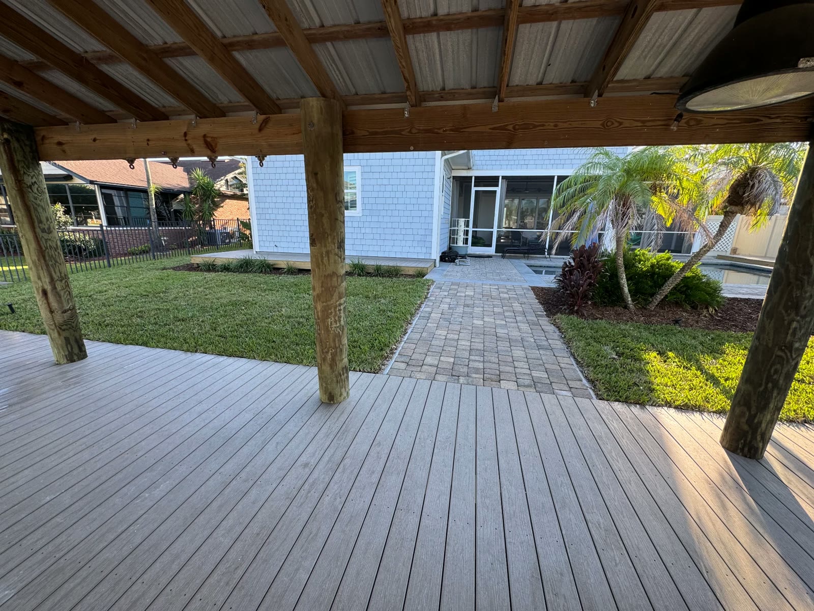 Paver walkway leading to the dock